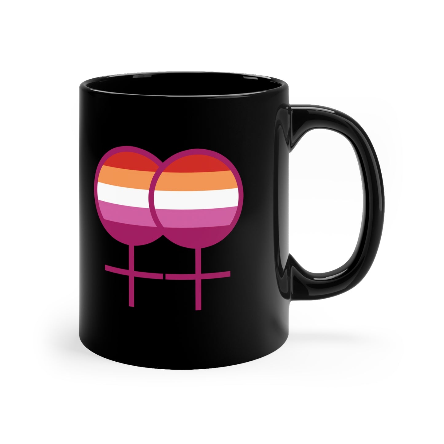 Lesbian Flag Female Symbol 11oz Black Mug - Queer We Are Shop