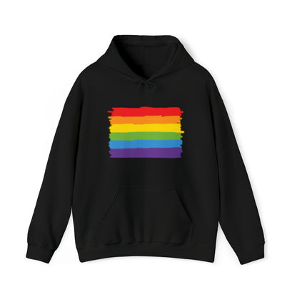 Pride Flag Brush Stroke Design Unisex Heavy Blend™ Hooded Sweatshirt - Queer We Are Shop