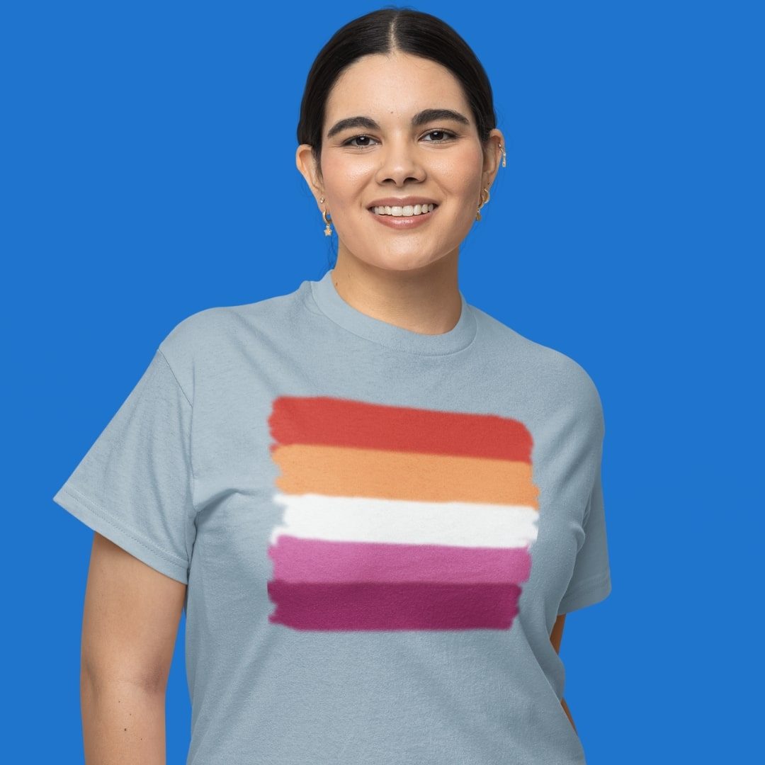 Lesbian Flag Brushstroke Design Unisex T-shirt - Queer We Are Shop