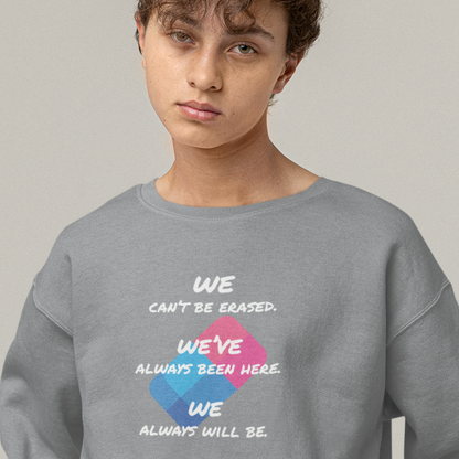 We Can't Be Erased, We've Always Been Here, We Always Will Be Unisex Sweatshirt - Queer We Are Shop